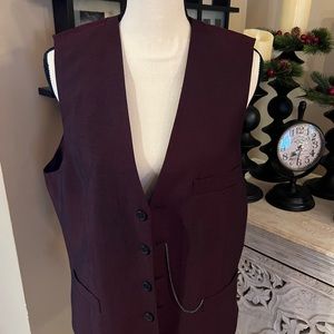 INC Burgundy Three Piece Suit Size Medium 30 Waist 32 Long